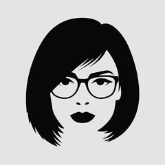 Professional woman with glasses vector illustration scalable eps icon for general use silhouette White background