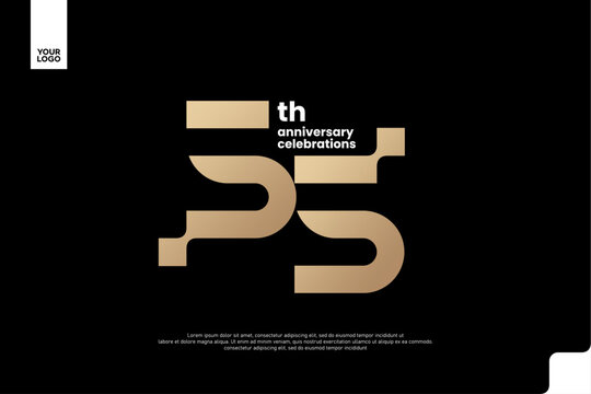 55th Anniversary Gold Logo, Number 55 Badge Vector for Corporate Celebration