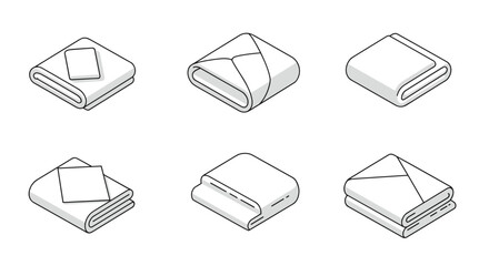 Isometric folded towels set in minimalist style with modern objects