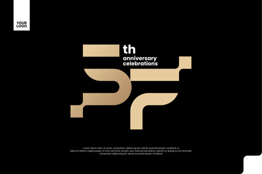57th Anniversary Gold Logo, Number 57 Badge Vector for Corporate Celebration
