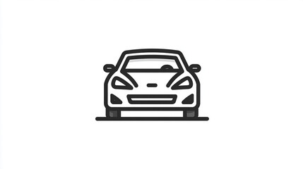 Naklejka premium Number plate line icon with a car, minimalistic flat design, clean vector style, isolated on white background, high detail, modern iconography