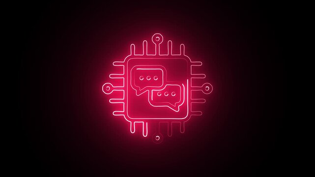 Glowing Neon Natural Language Processing Icon Isolated on Black Background. HD Video Motion Graphic Animation