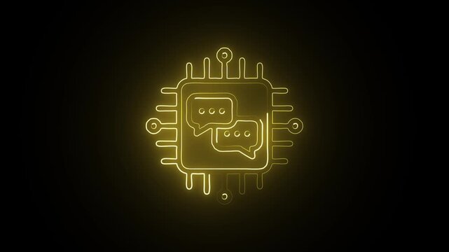 Glowing Neon Natural Language Processing Icon Isolated on Black Background. HD Video Motion Graphic Animation