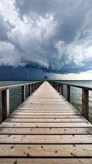 Fototapeta premium Wooden pier leading to a storm