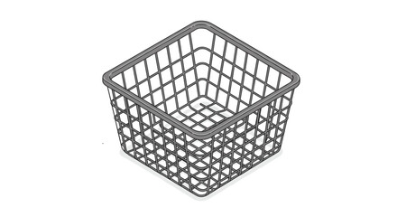Isometric wire basket with grid pattern for organization and storage