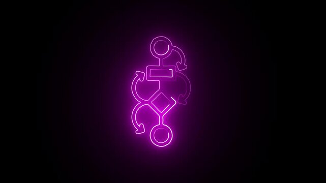 Glowing Neon Case Based Icon Isolated on Black Background. HD Video Motion Graphic Animation