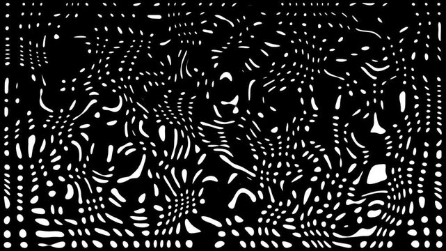 Abstract doodles wave pattern animation on black background