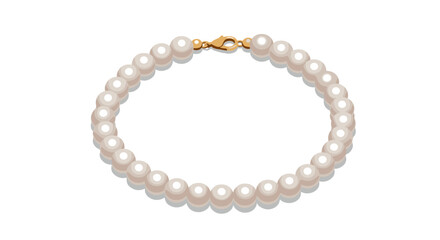 Elegant pearl necklace with gold clasp on white background