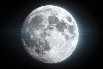 A detailed image of the moon in space, with a bright glow from the right