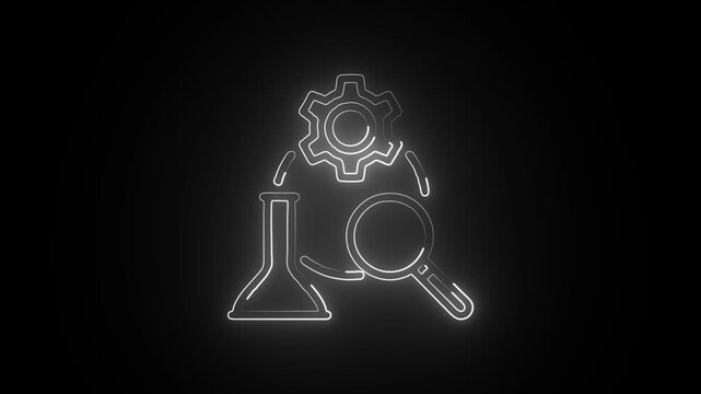Glowing Neon Heuristic Evaluation Icon Isolated on Black Background. HD Video Motion Graphic Animation