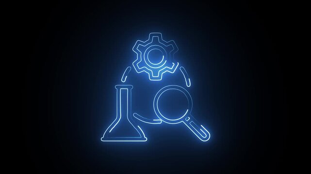 Glowing Neon Heuristic Evaluation Icon Isolated on Black Background. HD Video Motion Graphic Animation