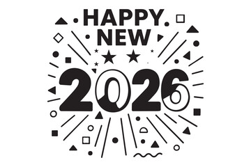 happy New Year 2026 vector design on white background