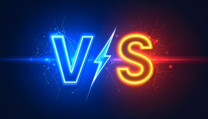 Modern VS versus icon in bold typography with neon glow