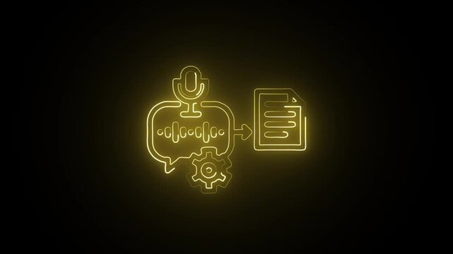 Glowing Neon Processing Icon Isolated on Black Background. HD Video Motion Graphic Animation