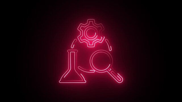 Glowing Neon Heuristic Evaluation Icon Isolated on Black Background. HD Video Motion Graphic Animation