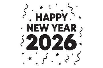 happy New Year 2026 vector design on white background