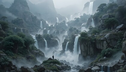 waterfall in the mountains