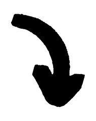 Grunge arrow. Abstract brush paint symbol. Vector ink element