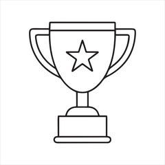 Gold Achievement Trophy with Star for Winning Championship Flat Vector Icon