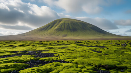 Mount Fuji volcano in spring and autumn landscape