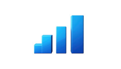 Blue bar graphs rise progressively against a stark black backdrop, showcasing upward trends in a simplified and visually appealing composition.