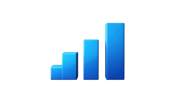 Blue bar graphs rise progressively against a stark black backdrop, showcasing upward trends in a simplified and visually appealing composition.