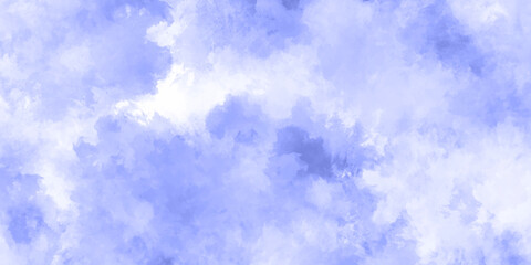 Abstract background with panorama of blue sky and white cloud nature design. horizon spring morning sky with clouds background. hand painted watercolor shades sky clouds.