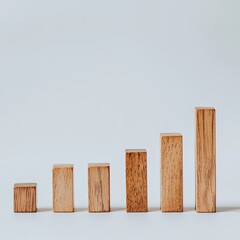 Wooden blocks arranged in ascending bar graph formation