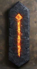 Stone rune with glowing orange core, cracked texture