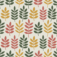 Scandinavian Leaves Seamless Pattern Background