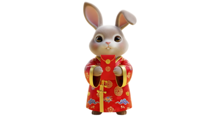 Adorable bunny wishes you happiness and prosperity for the Lunar New Year holiday
