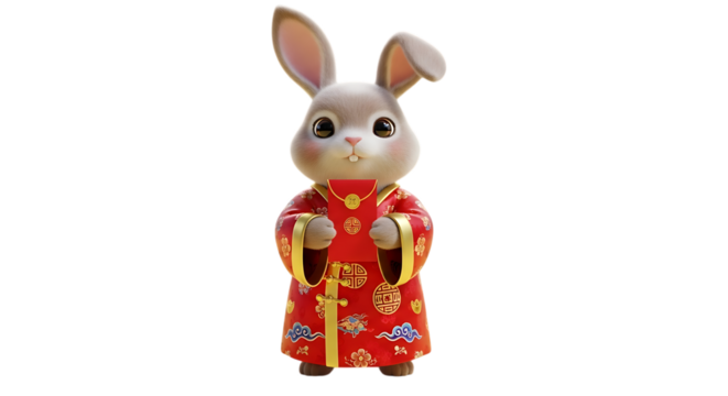 Adorable bunny wishes you happiness and prosperity for the Lunar New Year holiday
