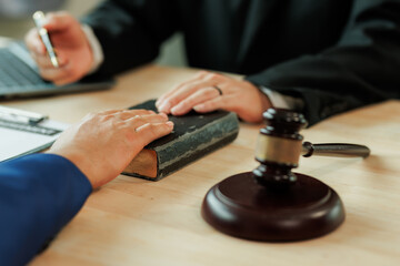 A lawyer and a client collaborate to ensure fairness.