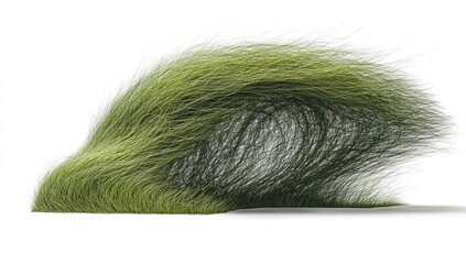 Tufts of green fuzzy grass clump, side view