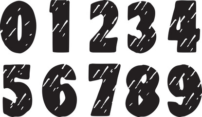 Playful bold cartoon vector numbers 0-9. Hand drawn digits typeface perfect for kids projects, posters, logos, stickers, and creative fun typography design.