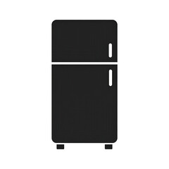Depicting a sleek, modern refrigerator with a minimalist design, the image showcases a dark color palette against a stark black background, emphasizing its shape and form with a clear focus on its...