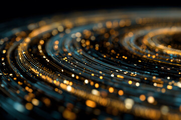 Artificial intelligence technology background, flowing circles. Digitally generated image. 3d render.