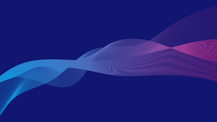 Abstract colorful wave lines on dark blue background