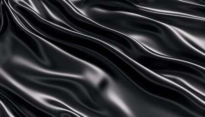 Fototapeta premium Elegant Abstract Black Fabric Flowing with Smooth Ripples and Textured Background for Artistic Use