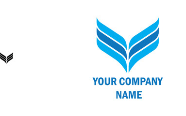 Blue Abstract Wing Logo Design Template for Corporate Branding and Business Identity