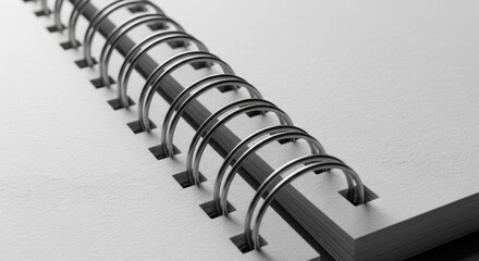 Close-up on the Spiral Binding of a Notebook with Textured Paper Pages