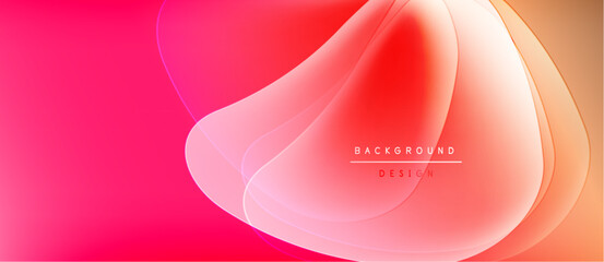 Abstract flowing shapes, vibrant pinks, oranges, yellows create dynamic background. Soft gradients suggest movement, modern design aesthetic.