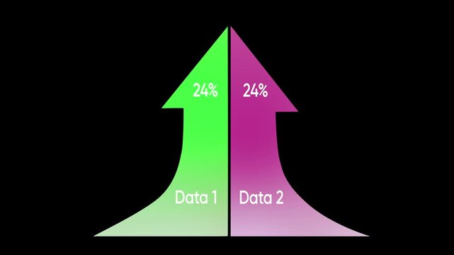 Two arrow indicate increase of data background. Infographic vector presentation.