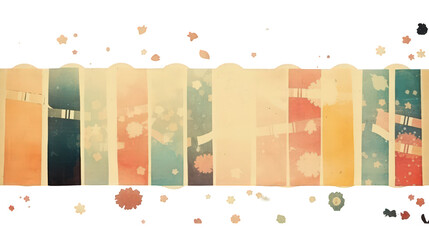 Abstract Watercolor Illustration of Vertical Rectangles in Pastel Hues and Splatter Effects Against a Black Background