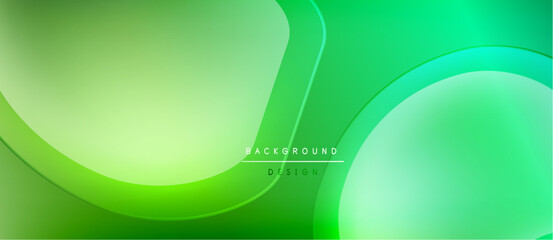 Abstract green background. Smooth curves create dynamic, flowing shapes. Light gradients add depth, modern aesthetic.