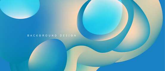 Abstract fluid shapes, blue tones dominate. Gradient background creates dynamic visual effect. Modern design element for digital projects.