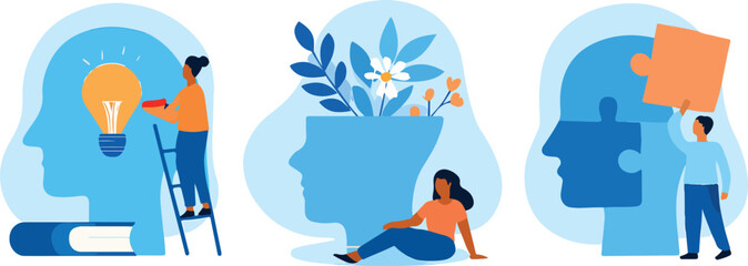 Art & Illustration"Human Mind Concept Illustrations – Creativity, Growth, and Problem Solving.