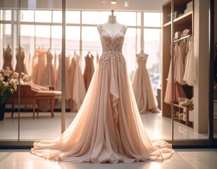 A voluminous evening dress on a mannequin