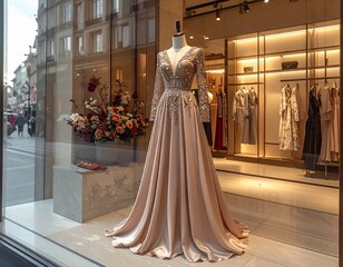 A voluminous evening dress on a mannequin