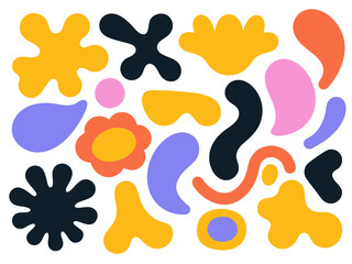 Vibrant abstract organic shapes collection dynamic fluid forms modern art graphic elements set